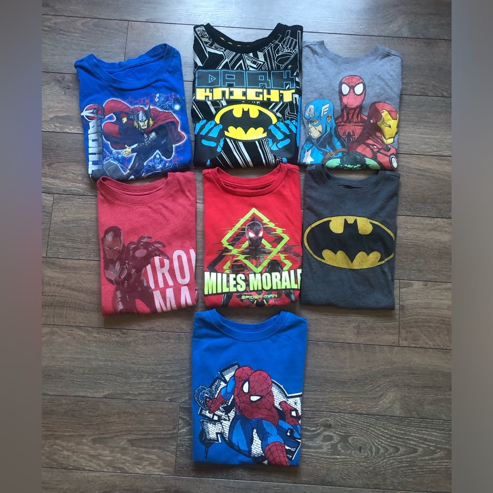 ⭐️LOT of 7⭐️Superhero T-Shirts •All fit Size 5/6